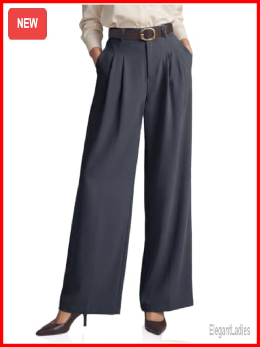 High Waisted Wide Leg Dress Pants Pleated Business Trousers